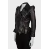 Leather jacket with draped hem