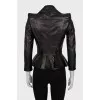 Leather jacket with draped hem