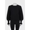 Knitted sweater with lantern sleeves