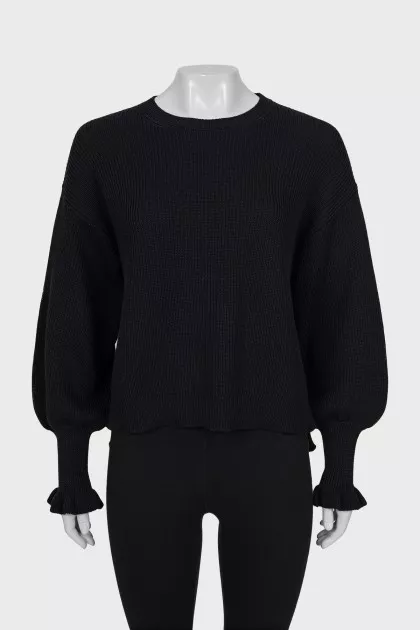 Knitted sweater with lantern sleeves