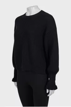 Knitted sweater with lantern sleeves