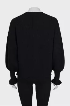 Knitted sweater with lantern sleeves