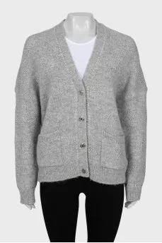 Grey cardigan with metallic decor