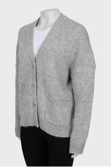 Grey cardigan with metallic decor