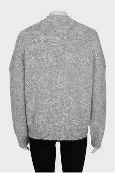 Grey cardigan with metallic decor