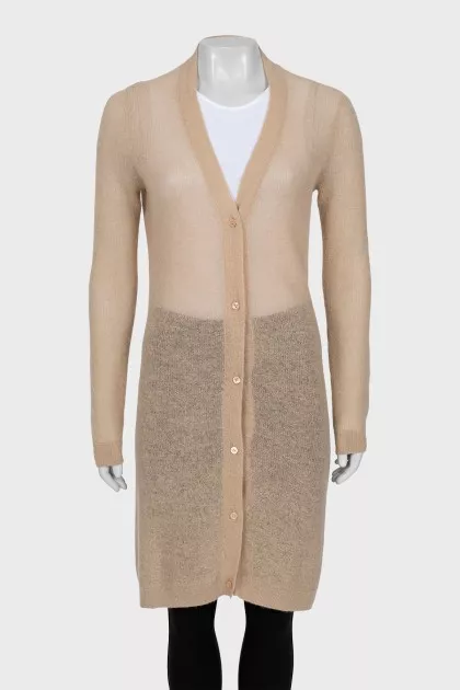 Knitted beige cardigan with buttons