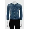 Denim jacket with a round collar