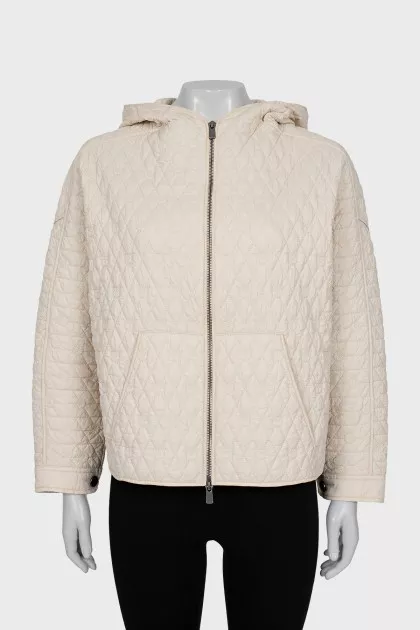Quilted straight-cut jacket with zip