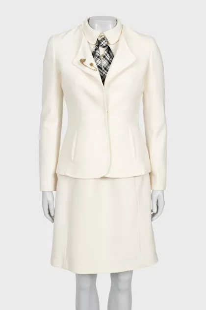 White dress with tie and jacket