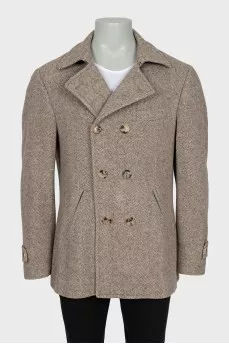 Men's herringbone wool coat