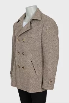 Men's herringbone wool coat