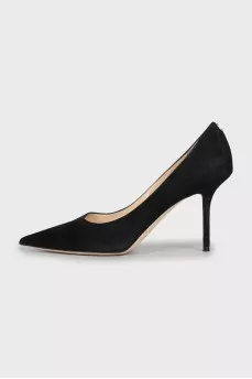Black suede pumps