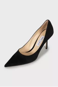 Black suede pumps