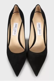 Black suede pumps