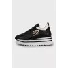 Leather sneakers with logo on high sole