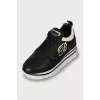 Leather sneakers with logo on high sole