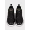 Leather sneakers with logo on high sole