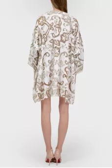Beach cape in print with tag