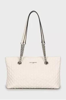 Quilted leather bag with handles