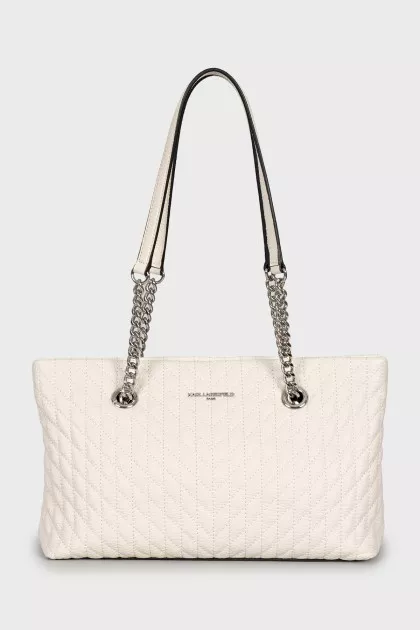 Quilted leather bag with handles