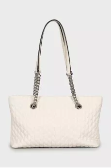 Quilted leather bag with handles