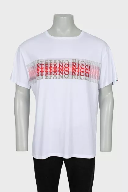 Men's White T-Shirt With Embroidered Logo