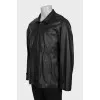 Men's black leather jacket