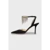 Suede slingbacks with rhinestones