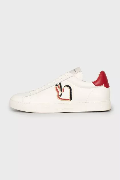 Men's leather sneakers with embroidery