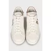Men's leather sneakers with embroidery