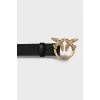 Leather belt with gold buckle