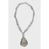 Silver necklace with massive crystal