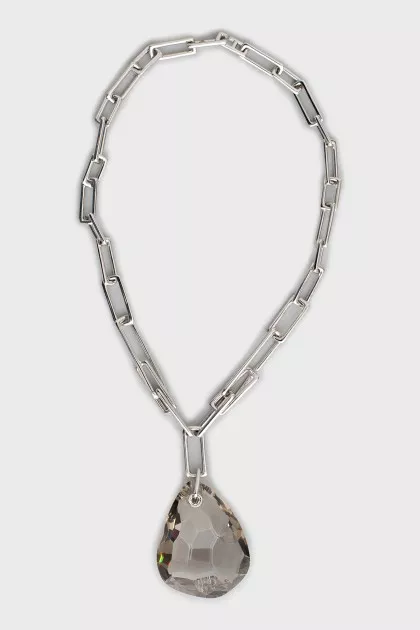Silver necklace with massive crystal