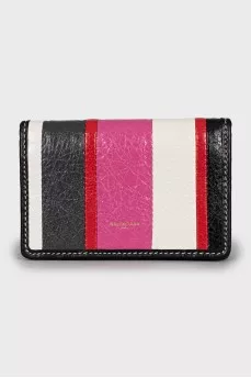 Leather striped wallet