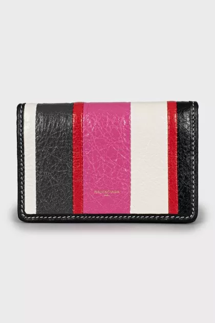 Leather striped wallet