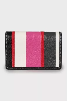 Leather striped wallet