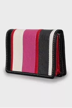 Leather striped wallet