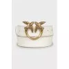 White leather belt with buckle