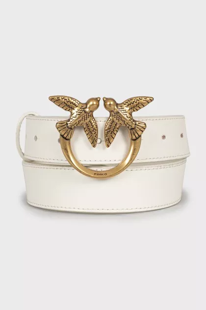 White leather belt with buckle