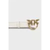 White leather belt with buckle