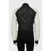 Leather bomber jacket with embossed back