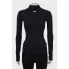 Fitted long sleeve black top