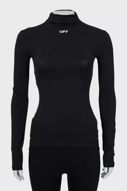 Fitted long sleeve black top