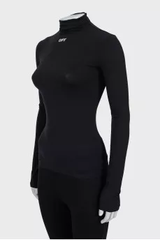 Fitted long sleeve black top