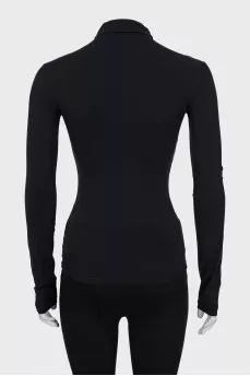 Fitted long sleeve black top