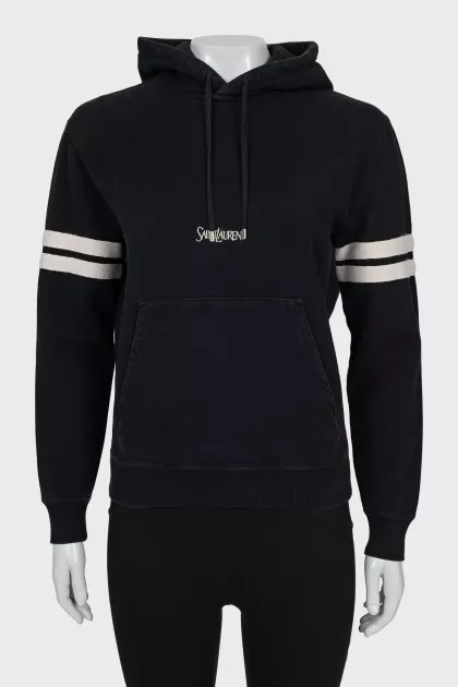 Black hoodie with embroidered logo