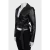 Leather jacket with button and ties