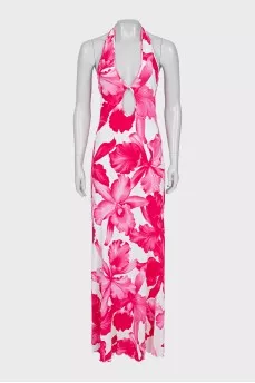 White and pink off shoulder dress