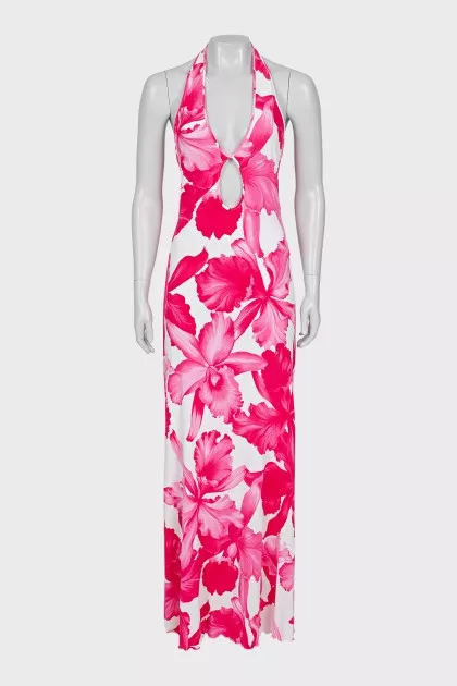 White and pink off shoulder dress