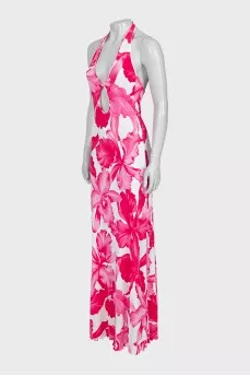 White and pink off shoulder dress